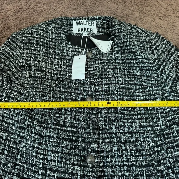 Walter Baker Bryson Tweed Jacket Blazer Boucle Black White Long Line M NEW $248 - Picture 9 of 10